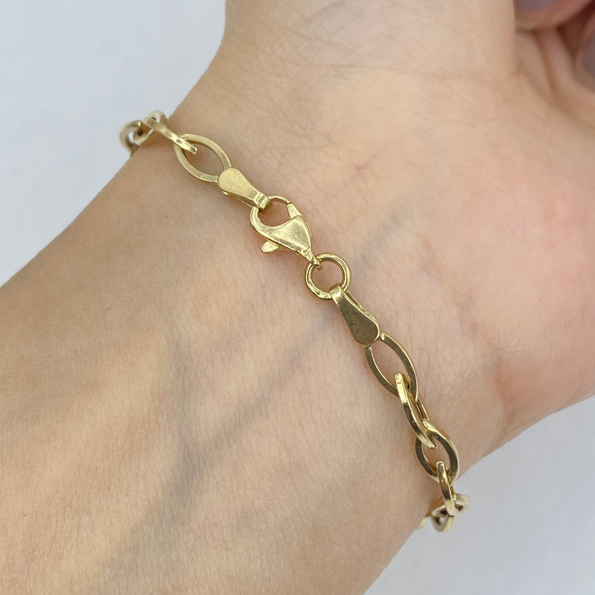 14K Gold 4mm Oval Link Bracelet 7.5 in - additional product view 3