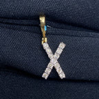 14K Gold Single Stone Initial X Diamond Pendant, Small - close-up product photo