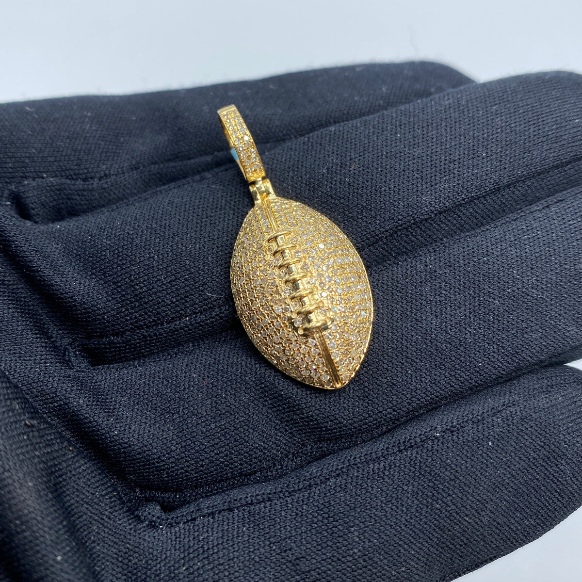 14K Gold Football Diamond Pendant - additional product view 4