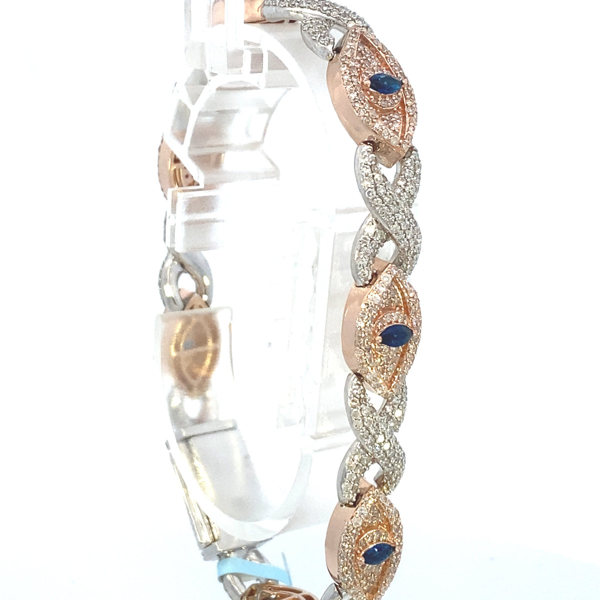 14K Gold Diamond Evil Eye Bracelet 8 in - additional product view 6