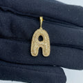 Bubble Initial Letter Diamond Pendant in 10K Gold Full Collection - close-up product photo