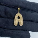 Bubble Initial Letter Diamond Pendant in 10K Gold Full Collection - close-up product photo