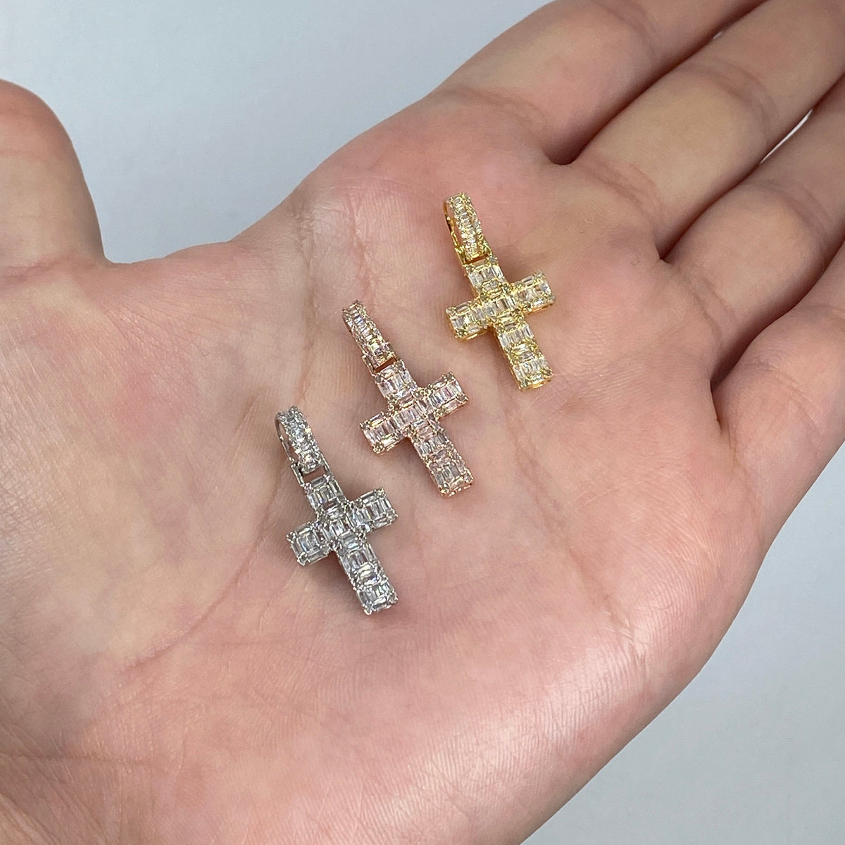 14K Gold Diamond Baguette Cross Pendant - additional product view 2
