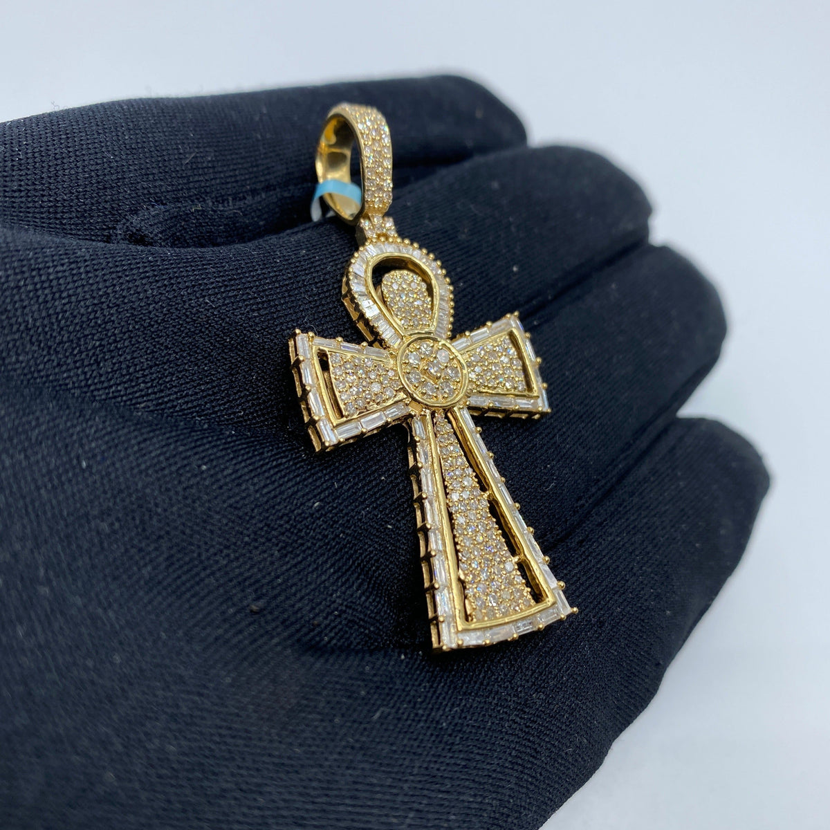 14K Gold Celtic Cross Diamond Baguette Pendant - additional product view 3