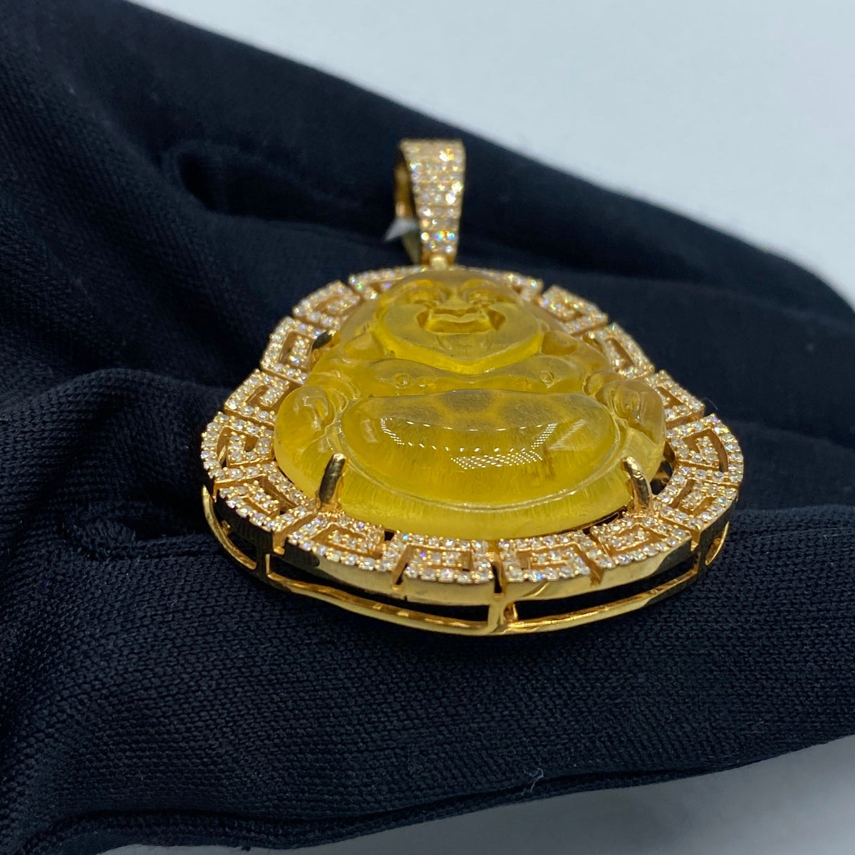 14K Gold Laughing Buddha Diamond Pendant - additional product view 4