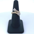 14K Gold Diamond Baguette Flower Ring in yellow gold - close-up product photo