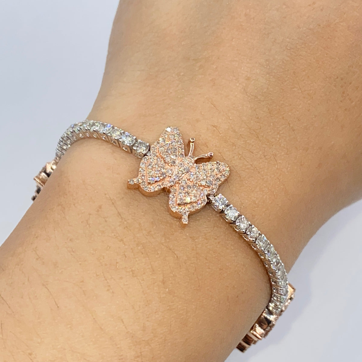 10K Gold Butterfly Tennis Diamond Bracelet - additional product view 2
