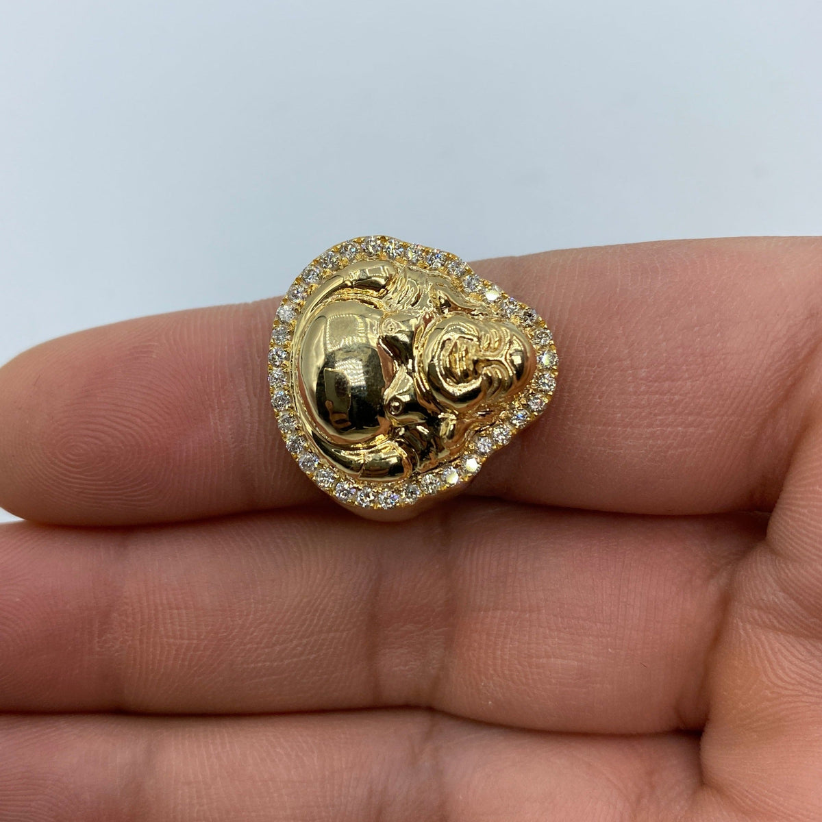 10K Gold Lucky Buddha Diamond Ring - additional product view 4