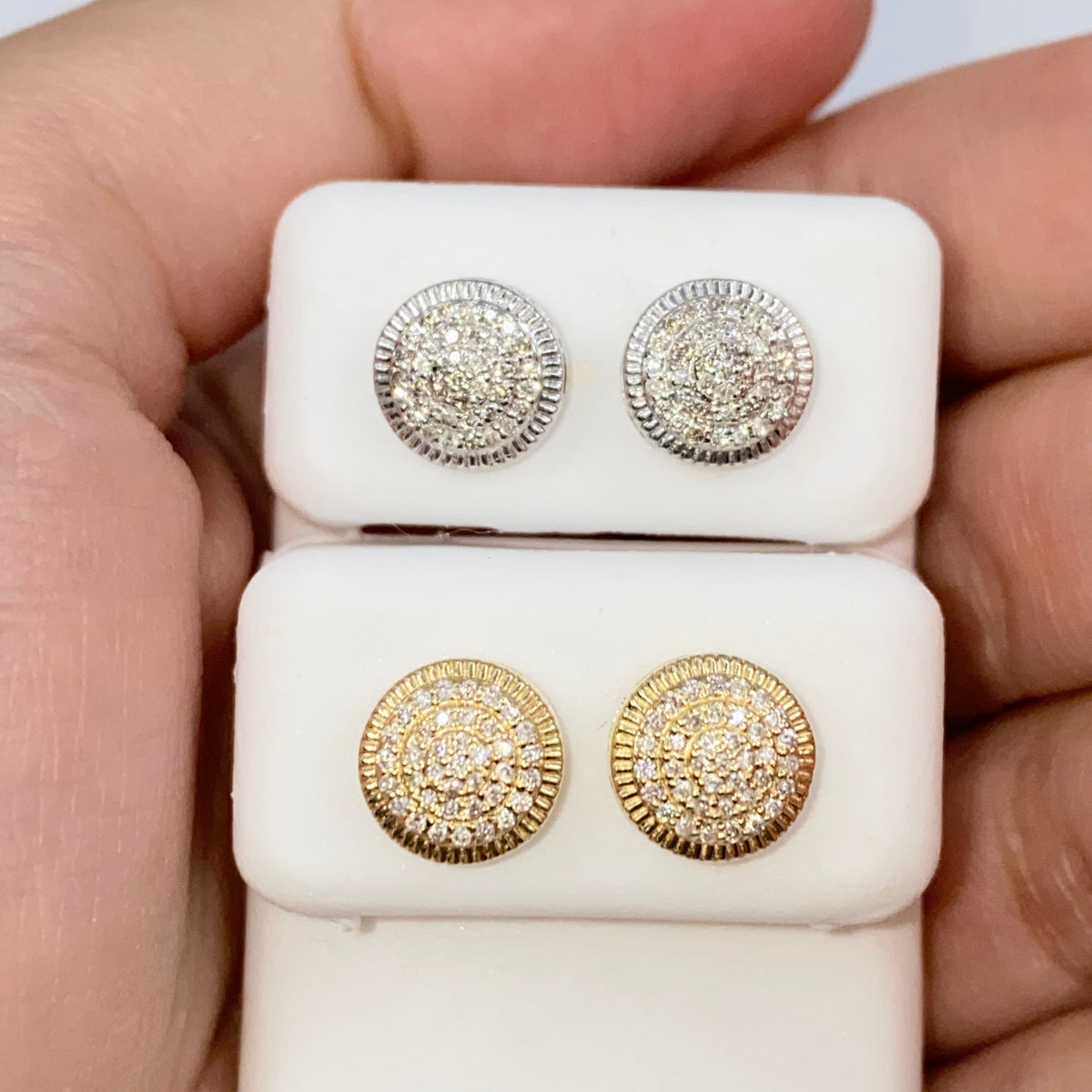 14K Gold 8.3mm Circle Diamond Earrings - additional product view 2