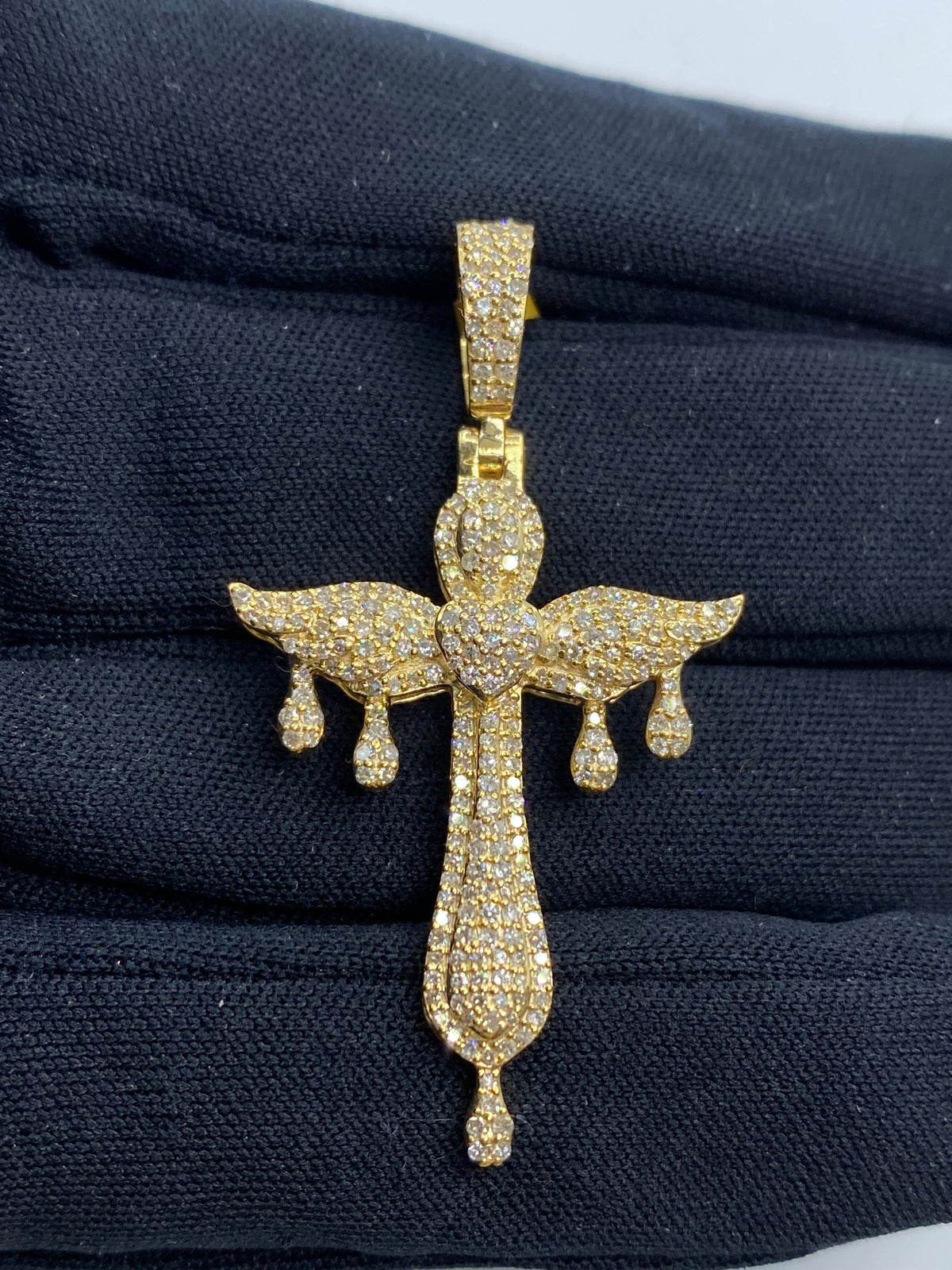 10K Gold Love Angel Cross Diamond Pendant - additional product view 2