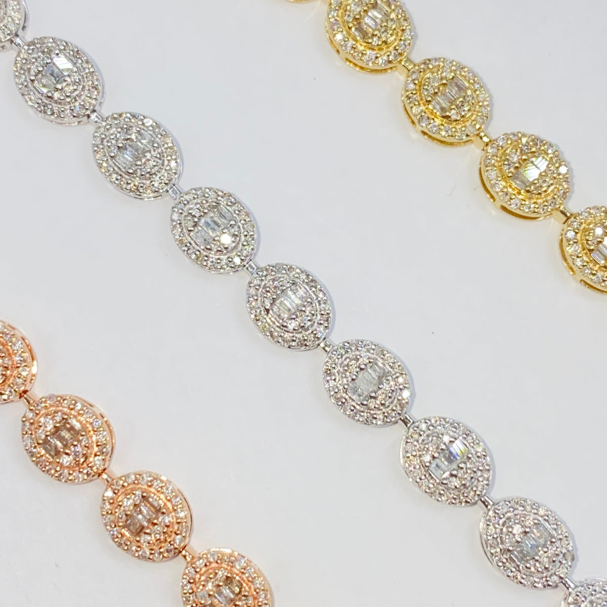 14K Gold Circle Diamond Baguette Tennis Bracelet 7 in - additional product view 5