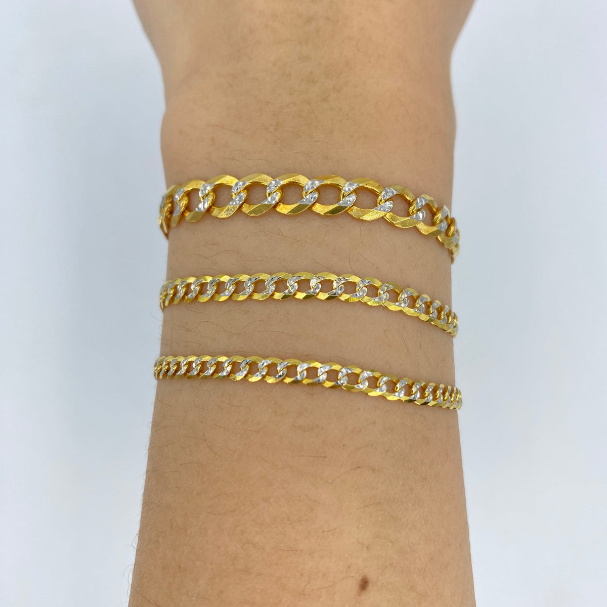 10K Gold Solid Two-Tone Flat Cuban Link Anklet - additional product view 2