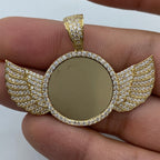 14K Gold Angel Wings Round Picture Pendant - additional product view 2