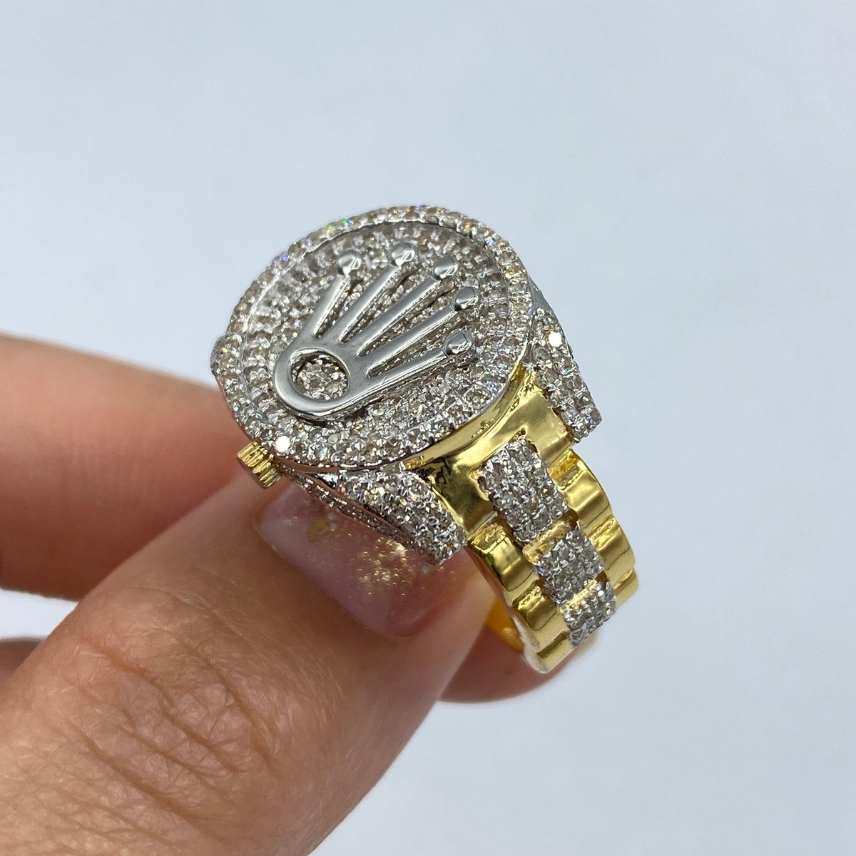 14K Gold Two-Tone Crown Diamond Ring - additional product view 4