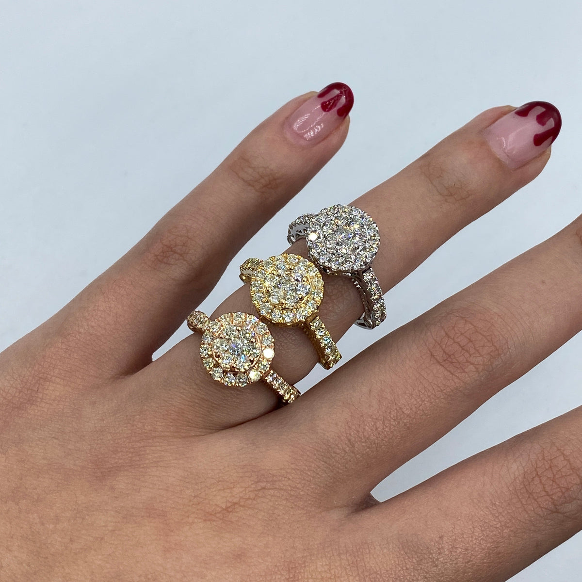 14K Gold Amore Halo Circle Diamond Engagement Rings - additional product view 2