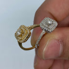 14K Gold Wide Square with Large Center Stone Diamond Engagement Ring - additional product view 6