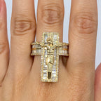 10K Gold Crucify Cross Diamond Baguette Ring - additional product view 3