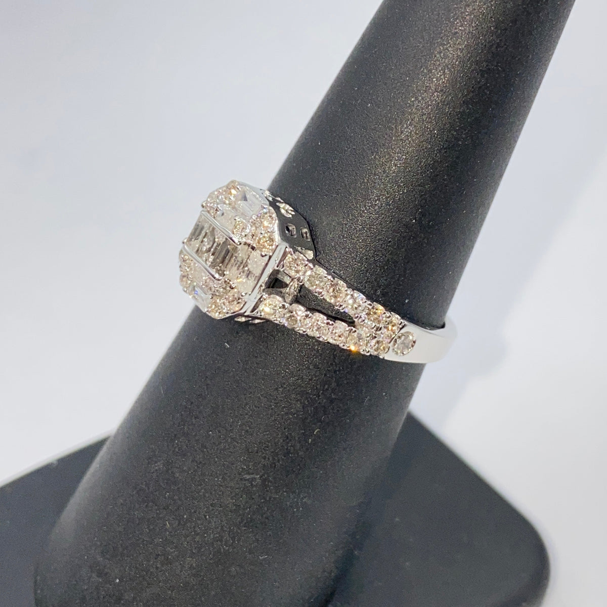 14K Gold Noble Rectangle Diamond Baguette Ring - additional product view 4