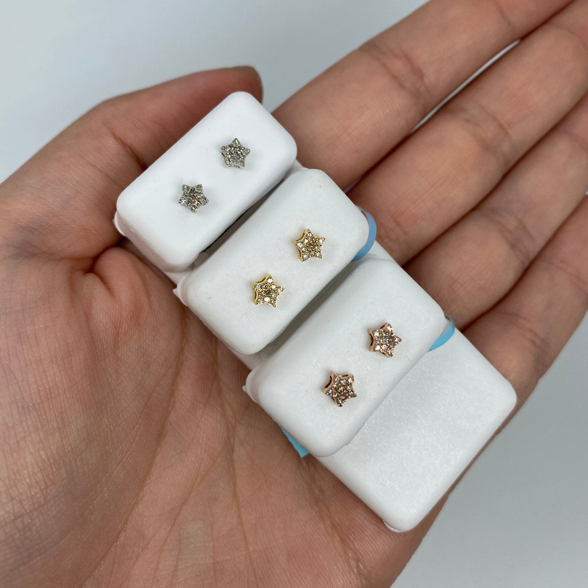 14K Gold Star Diamond Earrings - main product photo