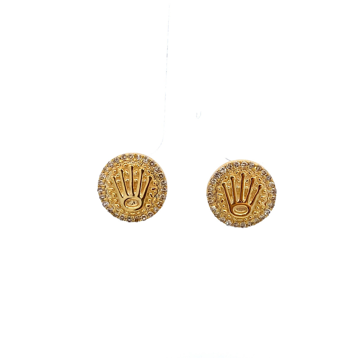 10K Gold Luxury Crown Diamond Earrings - additional product view 3