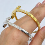 10K Gold/14K Heart Diamond Baguette Bangle Bracelet - additional product view 5