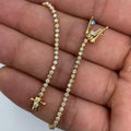 14K Gold 1.6mm Tennis Bezel Diamond Bracelet 7 in in yellow gold - close-up product photo
