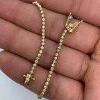 14K Gold 1.6mm Tennis Bezel Diamond Bracelet 7 in in yellow gold - close-up product photo