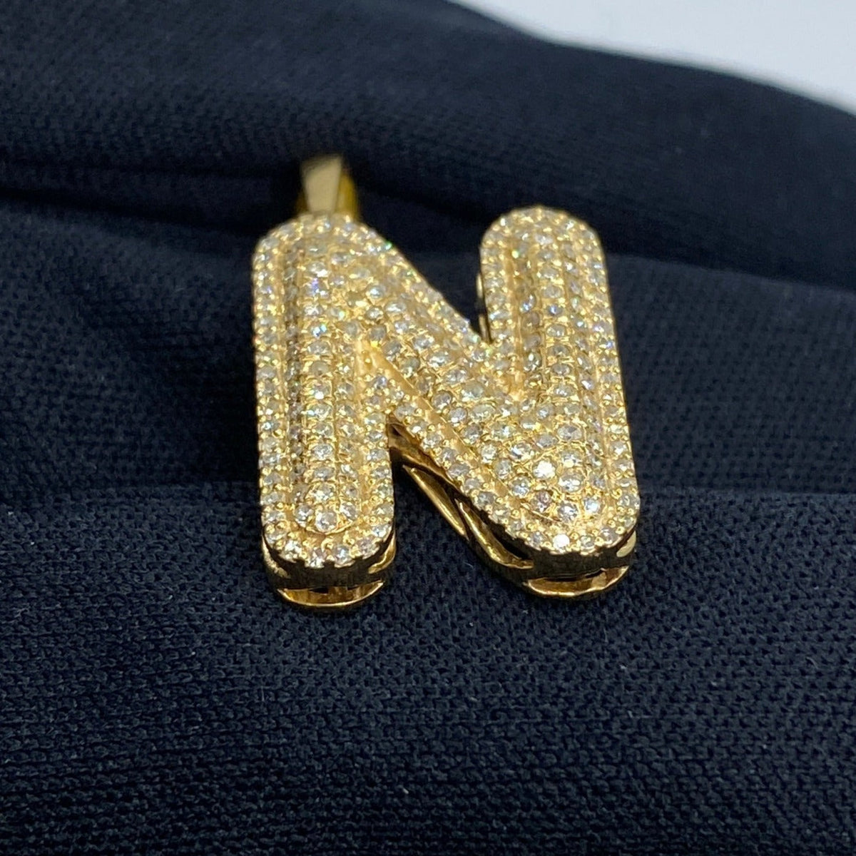 Initial N Bubble Diamond Pendant - additional product view 4