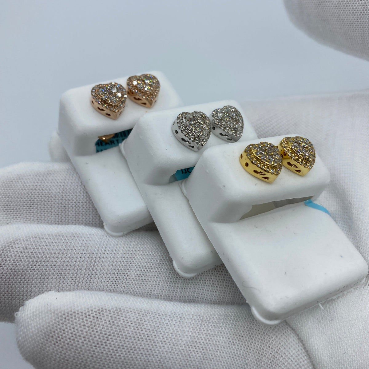 14K Gold Halo Heart Diamond Earrings - additional product view 6