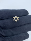 14K Gold Star of David Baguette Diamond Pendant in yellow gold - close-up product photo