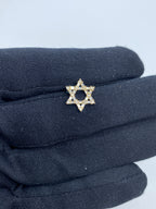 14K Gold Star of David Baguette Diamond Pendant in yellow gold - close-up product photo
