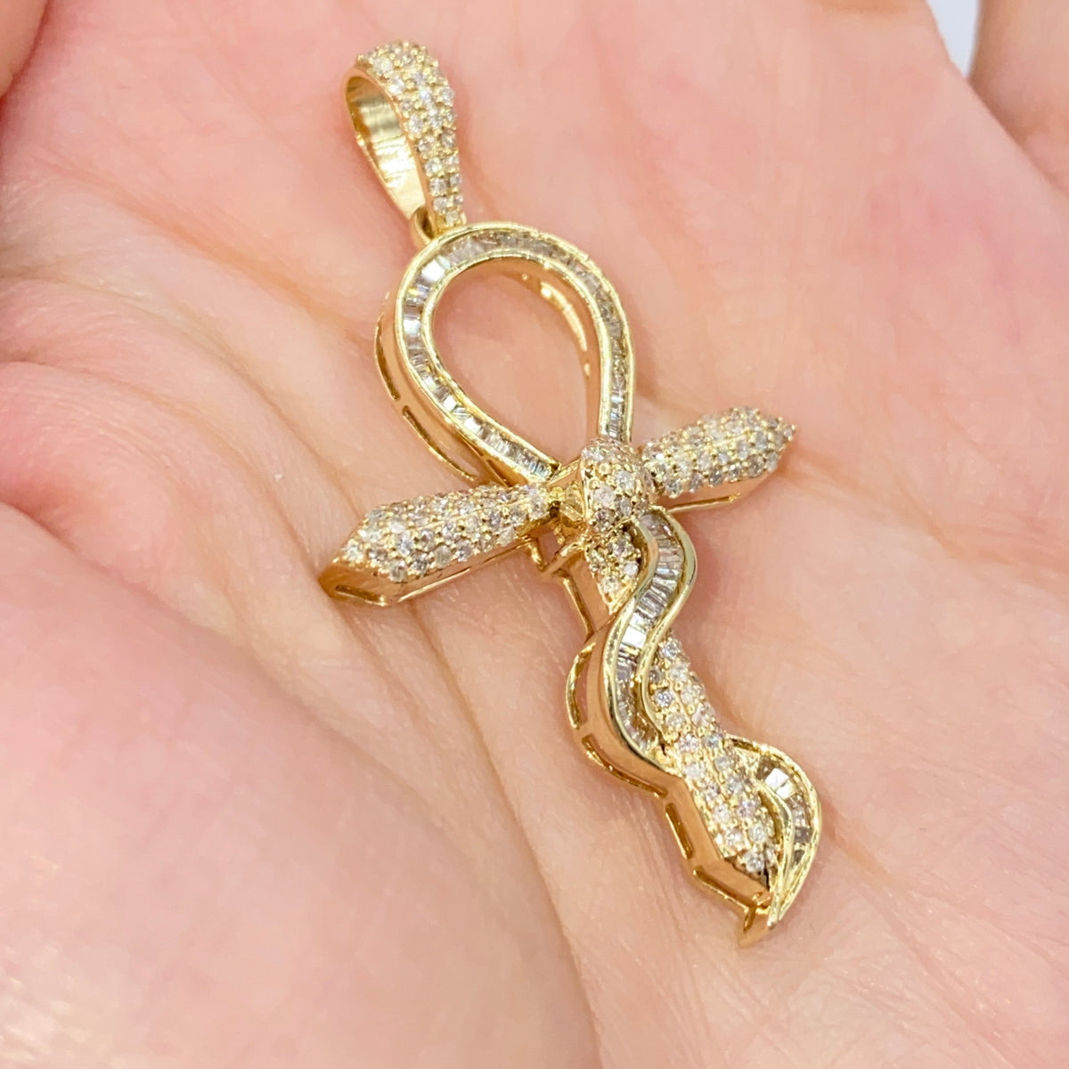 10K Gold Snake Ankh Diamond Pendant - additional product view 3