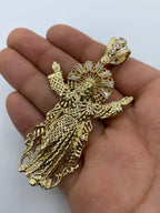 14K Gold Jesus with Halo Pendant 3.25 in - additional product view 3