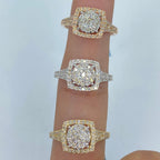 14K Gold Circle Square Halo Diamond Ring - additional product view 2