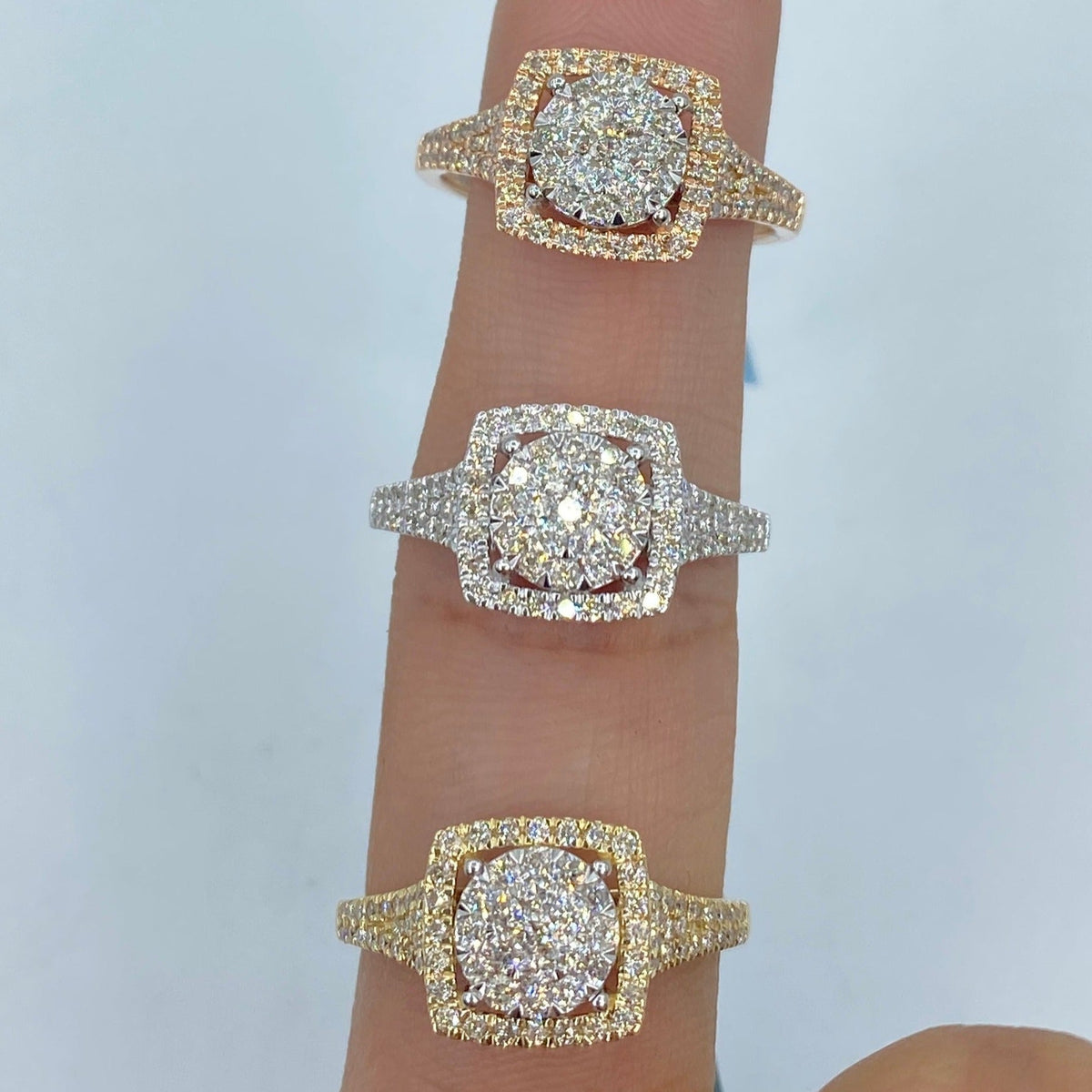 14K Gold Circle Square Halo Diamond Ring - additional product view 2