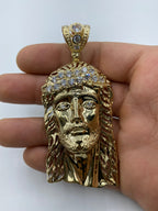 14K Gold Jesus Head Pendant 3.5 in - additional product view 2