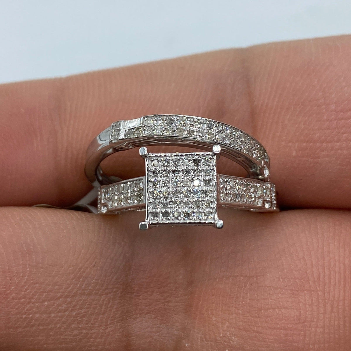10K Gold Pixel Diamond Engagement Ring with Band - additional product view 2