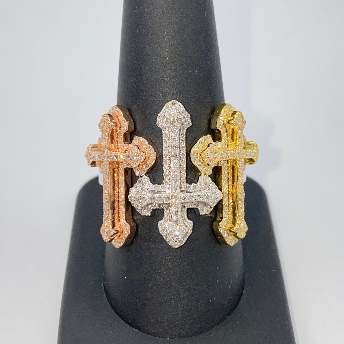 10K Gold Holy Trinity Cross Diamond Ring - additional product view 6