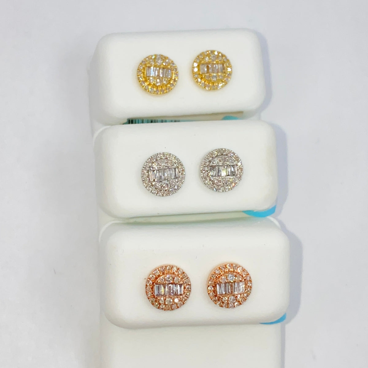 14K Gold Titan Circle Diamond Baguette Earrings - additional product view 7