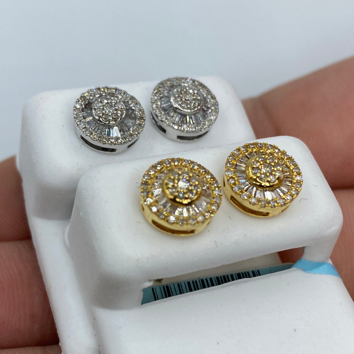14K Gold Circle Gutter Diamond Baguette Earrings - additional product view 5