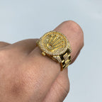 14K Gold Crown Diamond Ring in yellow gold - close-up product photo