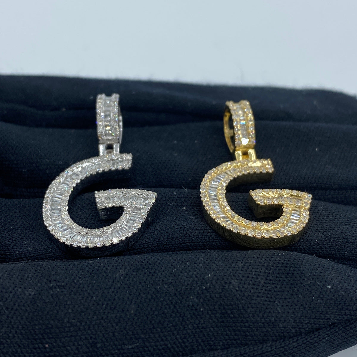 14K Gold Initial G Diamond Baguette Pendant - additional product view 4
