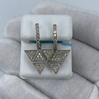14K Gold Hanging Pyramid Triangle Dangling Diamond Earrings - additional product view 2