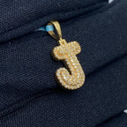 14K Gold Initial J Bubble Diamond Pendant - additional product view 3