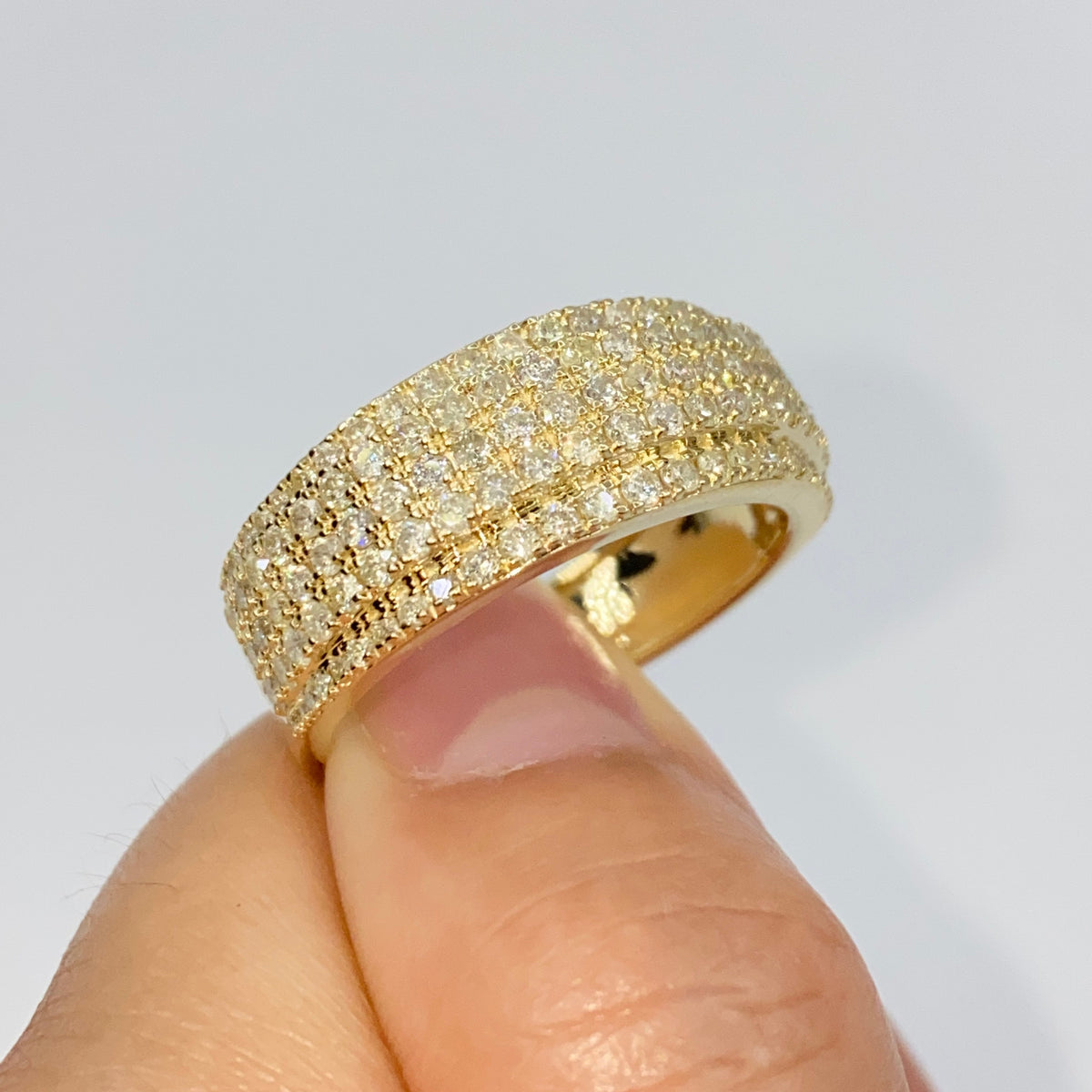 10K Gold 9mm Pave Diamond Ring Band - additional product view 3