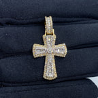 10K Gold Byzantine Cross Diamond Pendant in yellow gold - close-up product photo