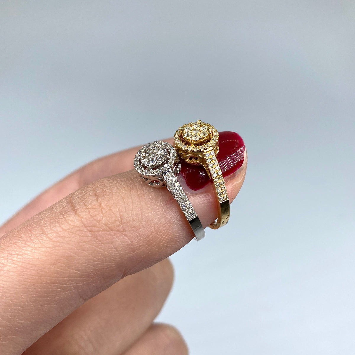 14K Gold Halo Circle Flower Diamond Ring - additional product view 5