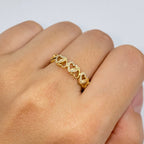 10K Gold Soul Heart Link Diamond Ring in yellow gold - close-up product photo