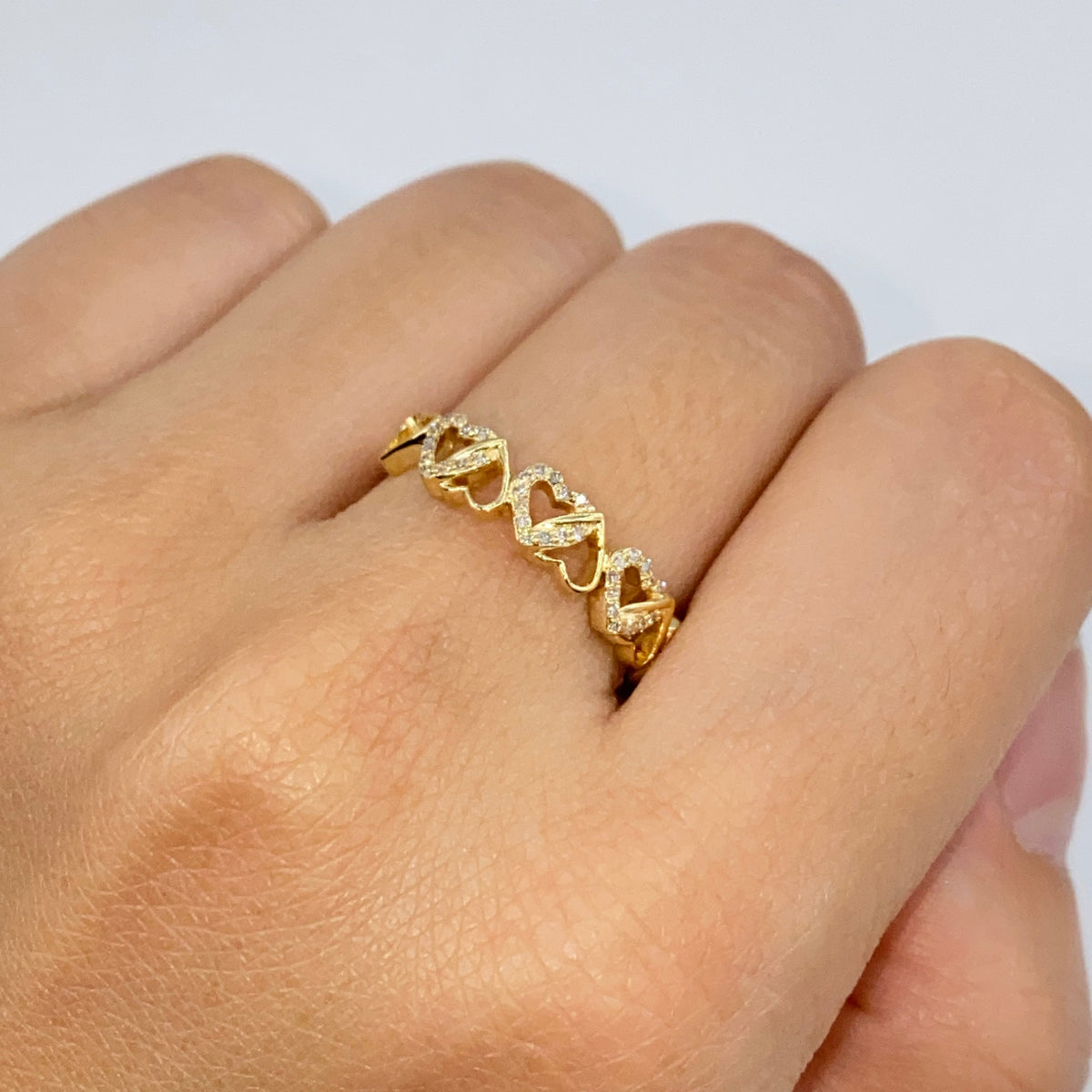10K Gold Soul Heart Link Diamond Ring in yellow gold - close-up product photo