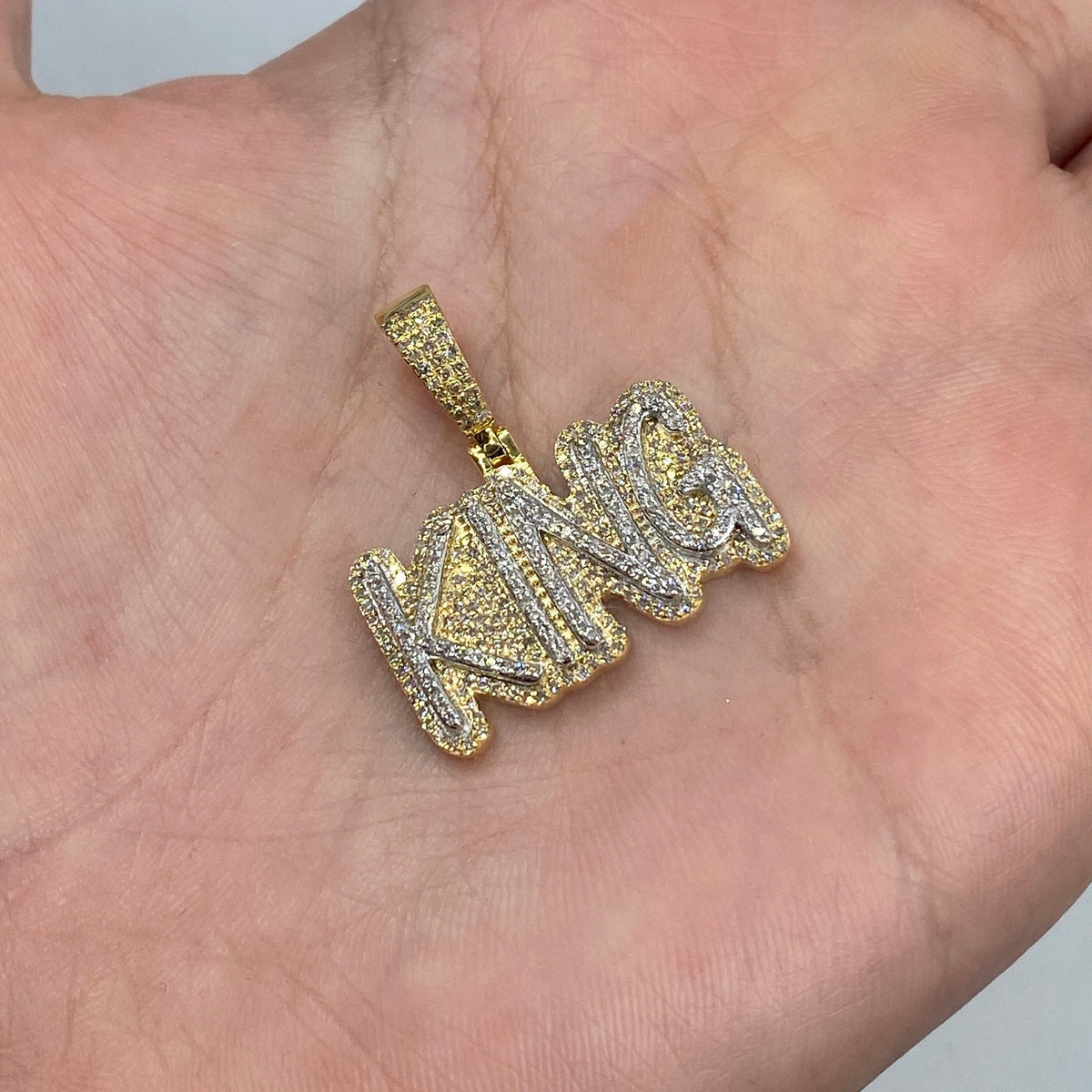 10K Gold King Name Plate Diamond Pendant - additional product view 2